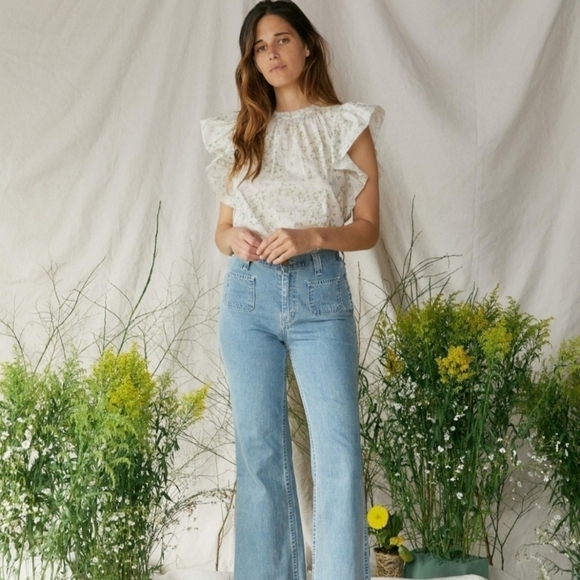 Christy Dawn Rosalee ditsy floral flutter short sleeve blouse cottagecore - Picture 6 of 14